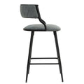 26'' Counter Height Bar Stools Pu Cover Kitchen Island Counter Bar Stool With Black Powder Coating Base And Footrest Grey Grey Kitchen Modern Foam Pu