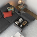 Convertible Combo Sofa Sofa L Shaped Sofa With Storage Cabinet Footstool, Living Room Dark Gray Sofa, Living Room Bedroom Office Small Space 3 Seat Combo Sofa Dark Gray Metal 3 Seat