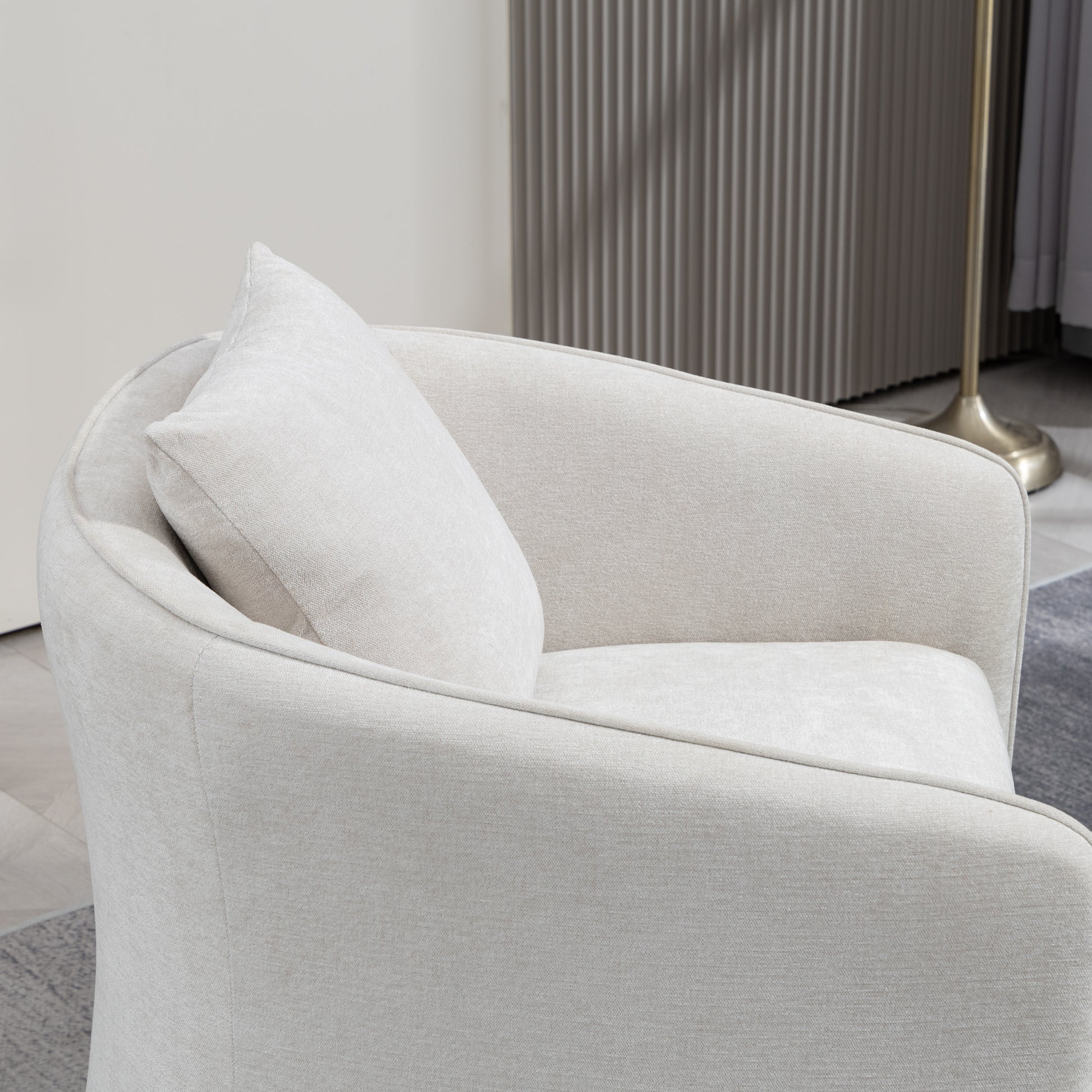 Mid Century Modern Accent Chair With Wood Frame, Upholstered Swivel Chair For Living Room Chairs With Waist Cushion, Reading Armchair For Bedroom Sunroom White Bedroom Modern Foam Velvet