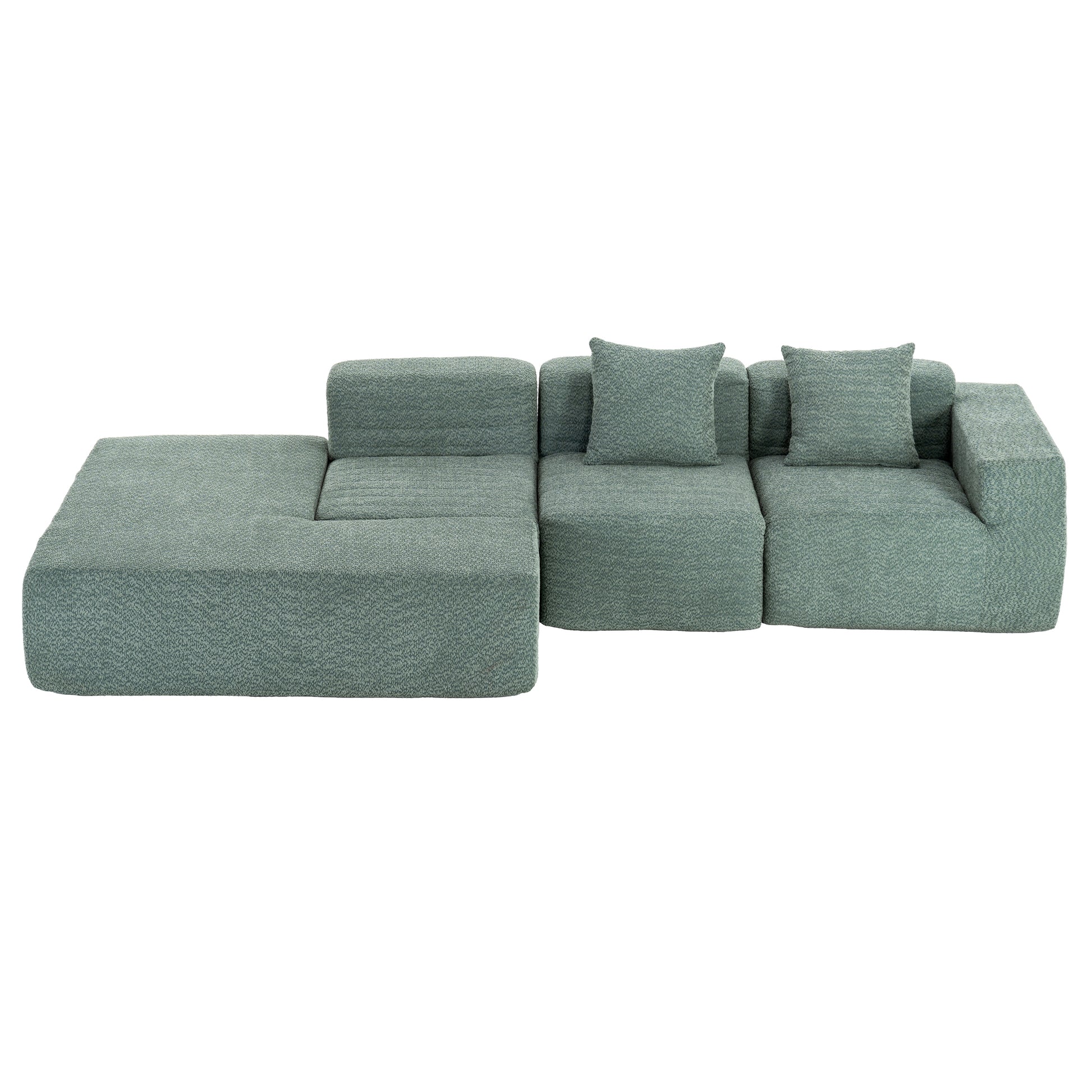 116.5" Sectional Sofa Full Compressed Sofa Couch Free Combined Sofa For Living Room, Green Green Foam Polyester 4 Seat