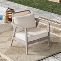 Outdoor Acacia Wood Patio Club Chair, Patio Furniture,Waterproof Thick Cushion Deep Seating For Porch, Garden, Backyard, Balcony, Weight Capacity 400Lbs, Light Gray Finish, Cream Cushion Yes Deep Seating Light Gray Garden & Outdoor Foam Acacia Wood