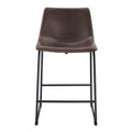 Industrial Faux Leather Counter Stools, Set Of 2 Brown Brown Polyurethane Foam Pu Leather