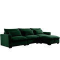 Corduroy Sectional Sofa, L Shaped Couch With Storage Footstool And 3 Pillow, Sectional Couch For Living Room Apartment, Green Green Corduroy 3 Seat