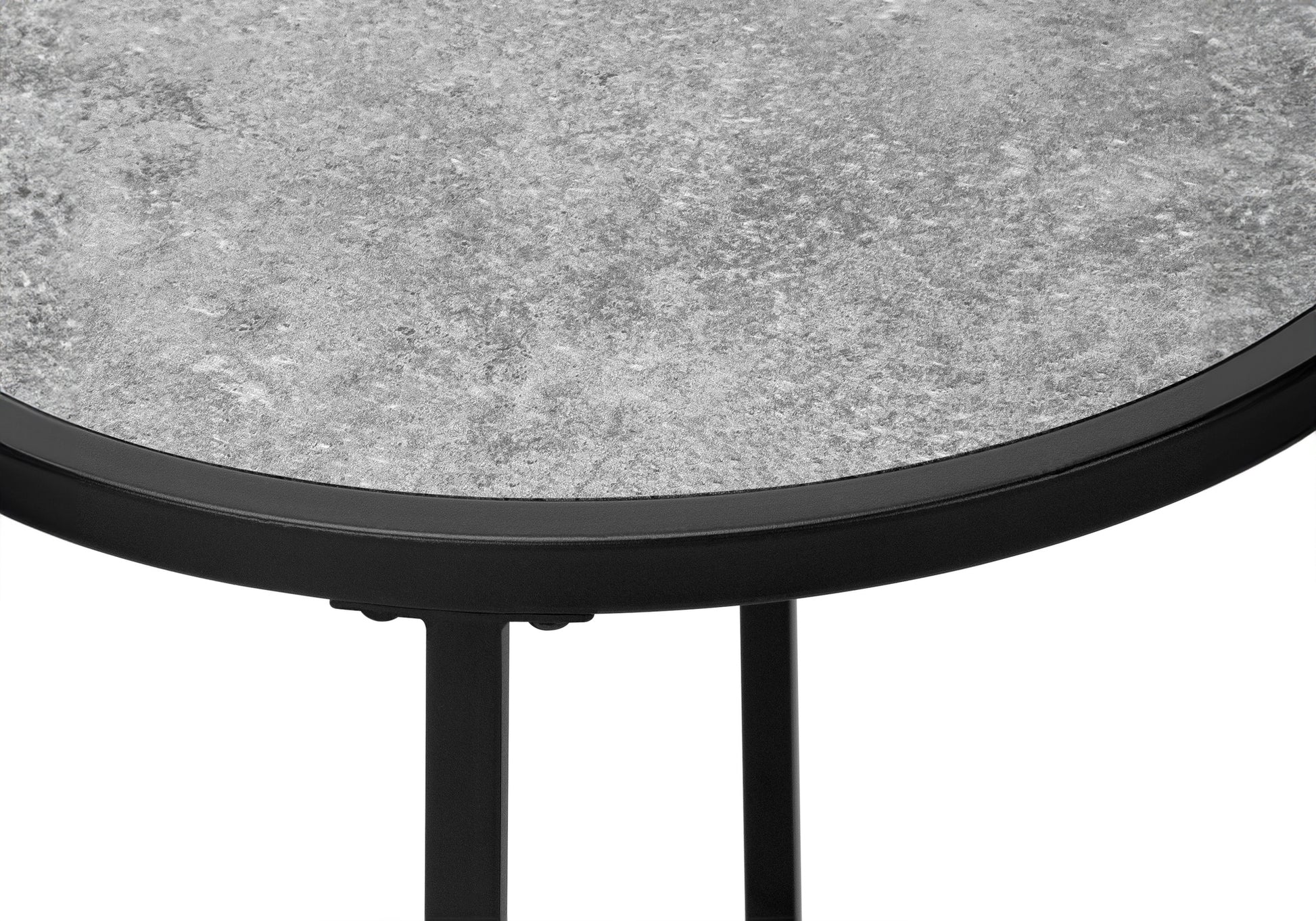 Accent Table, Side, Round, End, Nightstand, Lamp, Living Room, Bedroom, Grey Laminate, Black Metal, Contemporary, Modern Grey Metal