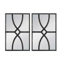 Tio 24 Inch Fir Wood Wall Mirror Set Of 2, Geometric Overlaid Design, Black Black Wood