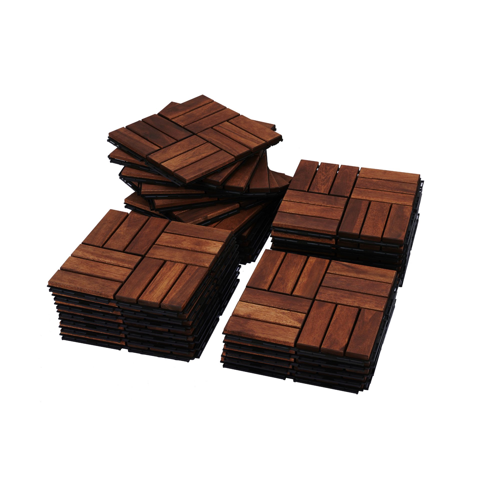 Acacia Wood Interlocking Deck Tiles Checker Pattern, 10Pcs 12" X 12" Square Brown Acacia Hardwood Outdoor Flooring For Patio, Bancony, Pool Side,.. Brown Garden & Outdoor Acacia Wood