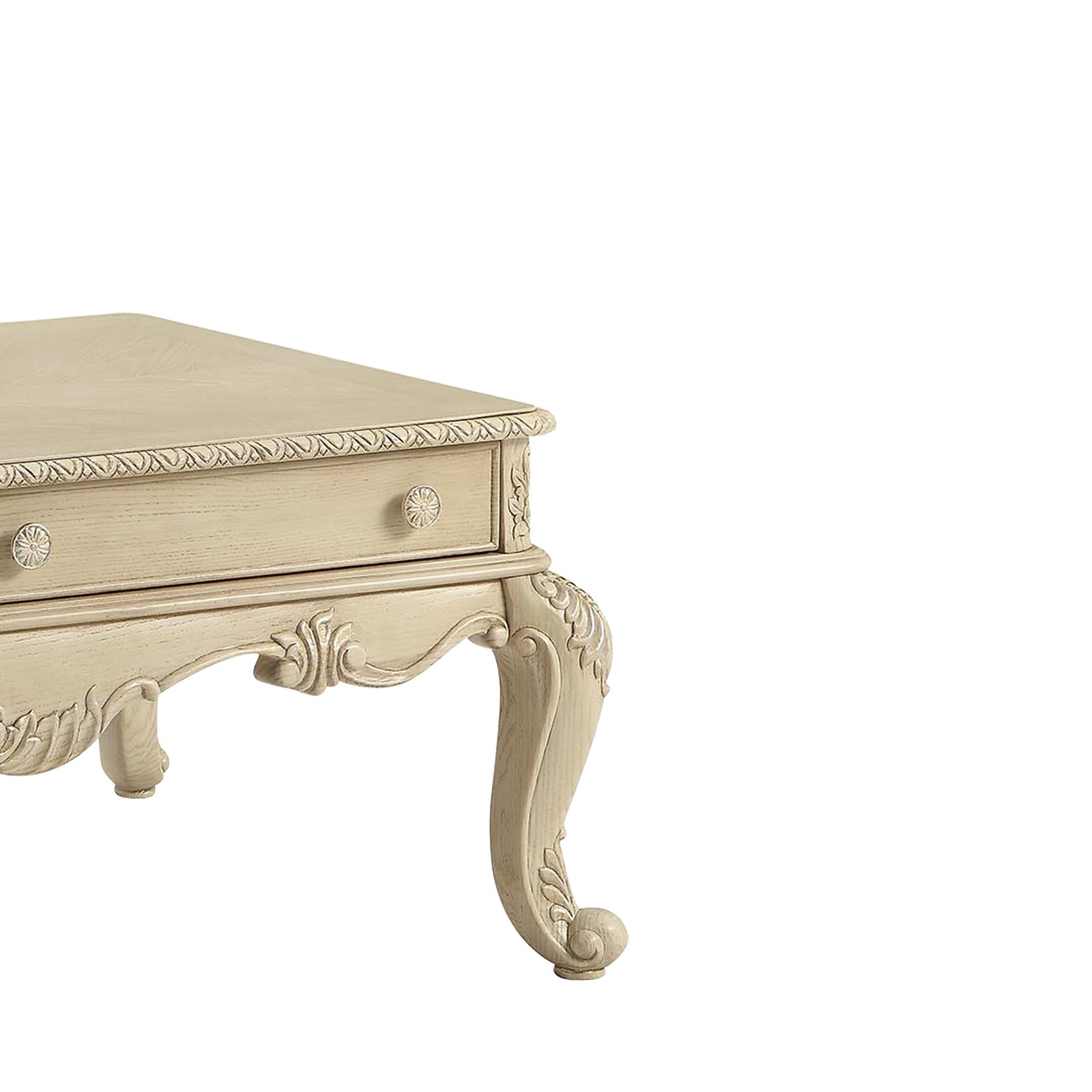 Antique White 2 Drawer Coffee Table With Cabriole Leg Antique White Primary Living Space Drawers Rectangular Mdf