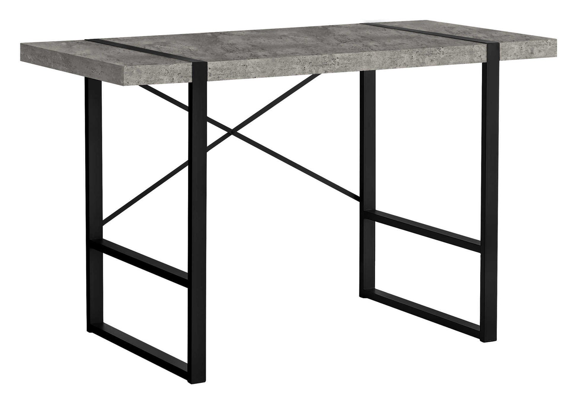 Computer Desk, Home Office, Laptop, 48"L, Work, Grey Laminate, Black Metal, Contemporary, Modern Grey Particle Board