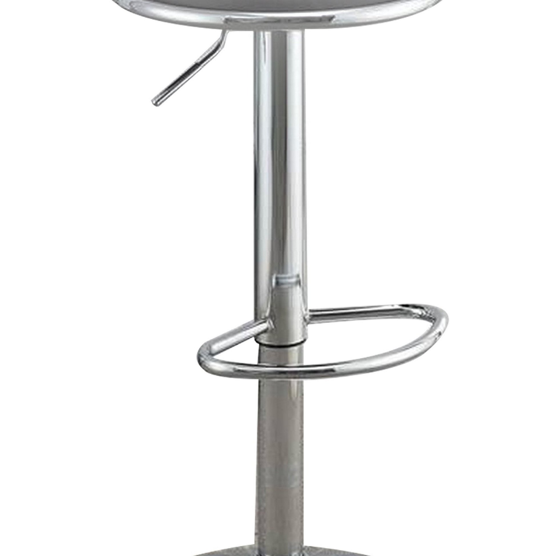 Adjustable Barstool With Round Seat And Stalk Support, Set Of 2, Gray Gray Fabric Metal