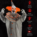 Homcom 6' Life Size Outdoor Halloween Decoration, Animatronic Orange Haired Classic Clown, Sound And Motion Activated Animated Prop W Light Up Eyes, Laughing Sound & Bendable Arms Orange Polyester