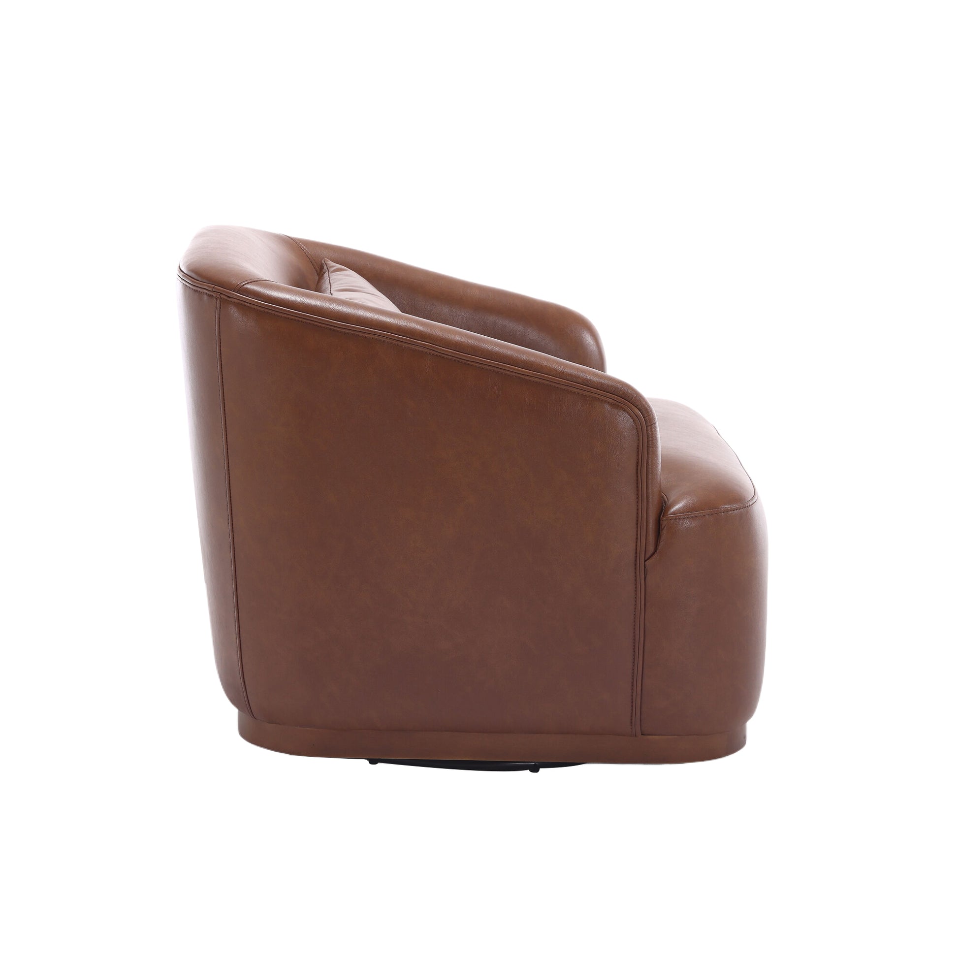 Coolmore Swivel Barrel Chair, Comfy Round Accent Sofa Chair For Living Room, 360 Degree Swivel Barrel Club Chair, Leisure Arm Chair For Nursery, Hotel, Bedroom, Office, Lounge Brown Pu Brown Pu Primary Living Space Foam Pu Leather