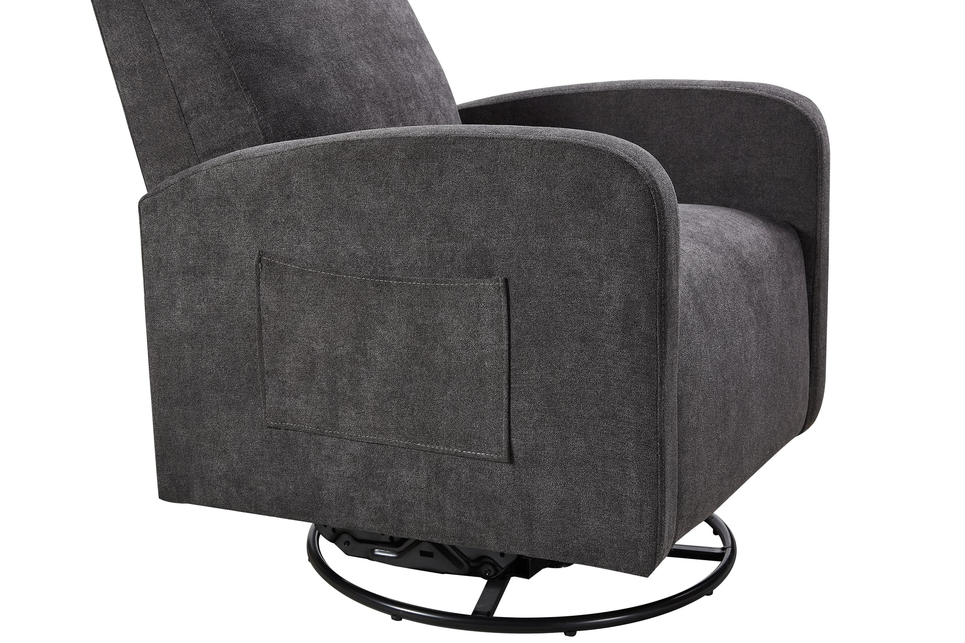 Swivel Upholstered Manual Recliner Chair Theater Recliner Sofa 360 Degree Nursery Glider Rocker For Living Room, Dark Coffee Dark Gray Primary Living Space American Design,American Traditional,Modern Fiber Foam Pads Chenille