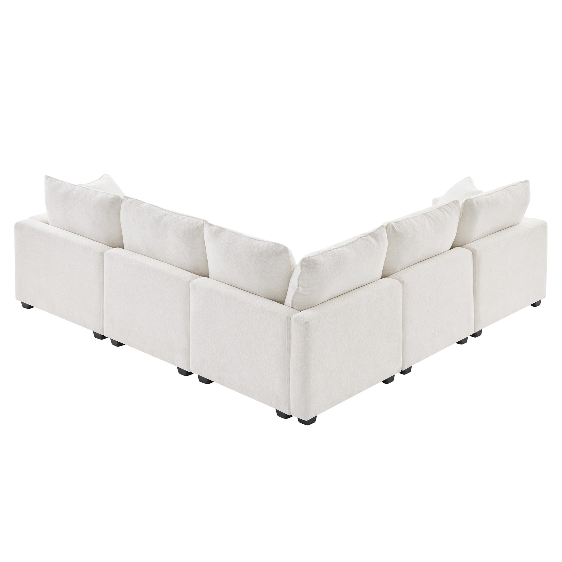 84*84" Modern L Shape Modular Sofa, 5 Seat Chenille Sectional Couch Set With 2 Pillows Included, Freely Combinable Indoor Funiture For Living Room, Apartment, Office, 2 Colors White Chenille 5 Seat