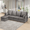 Modern L Shape Modular Sofa, 5 Seat Chenile Sectional Couch Set With 2 Pilows Lncluded, Freely Combinableindoor Funiture For Living Room,Apartment, Office, 3 Colors Dark Grey Chenille Metal Primary Living Space Medium Soft Loose Back Modern Poplar Foam