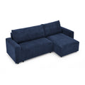Modular Corduroy Upholstered 3 Seater Sofa Bed With Storage For Home Apartment Office Living Room, Free Combination, L Shapedblue Blue Wood Primary Living Space Medium Soft Pillow Back Eucalyptus Square Arms Foam Corduroy 3 Seat