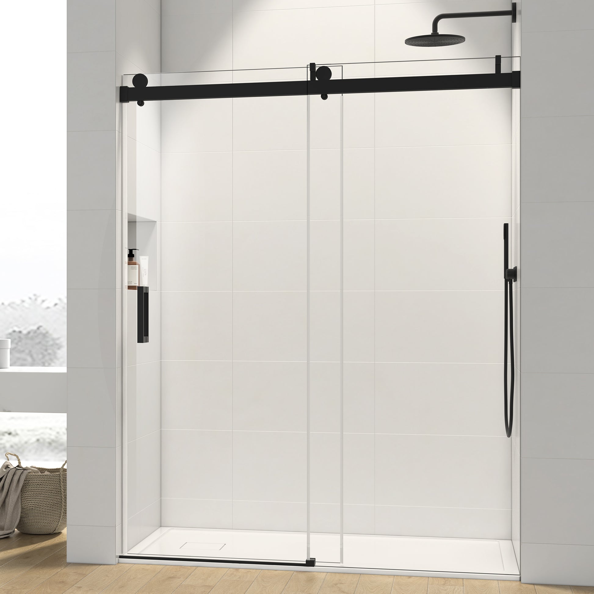 Top Rail Only, Stainless Steel Top Track With Buffer For Shower Door, 24D01P03 60Mbx Matt Black Stainless Steel