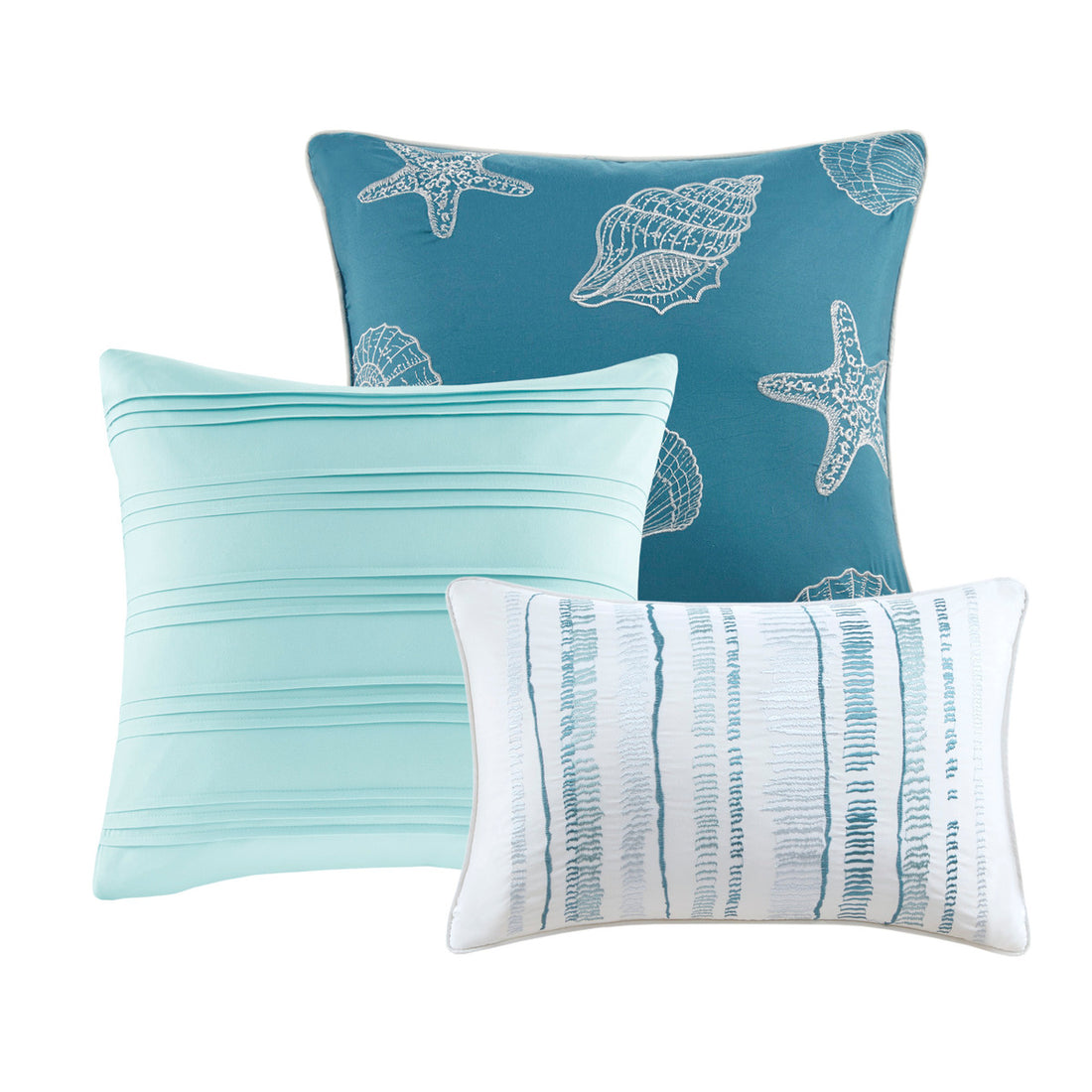 6 Piece Printed Quilt Set With Throw Pillows Aqua King Cal King King Aqua Cotton