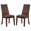 Upholstered Wooden Dining Side Chair, Brownset Of 2 Brown Wood Fabric