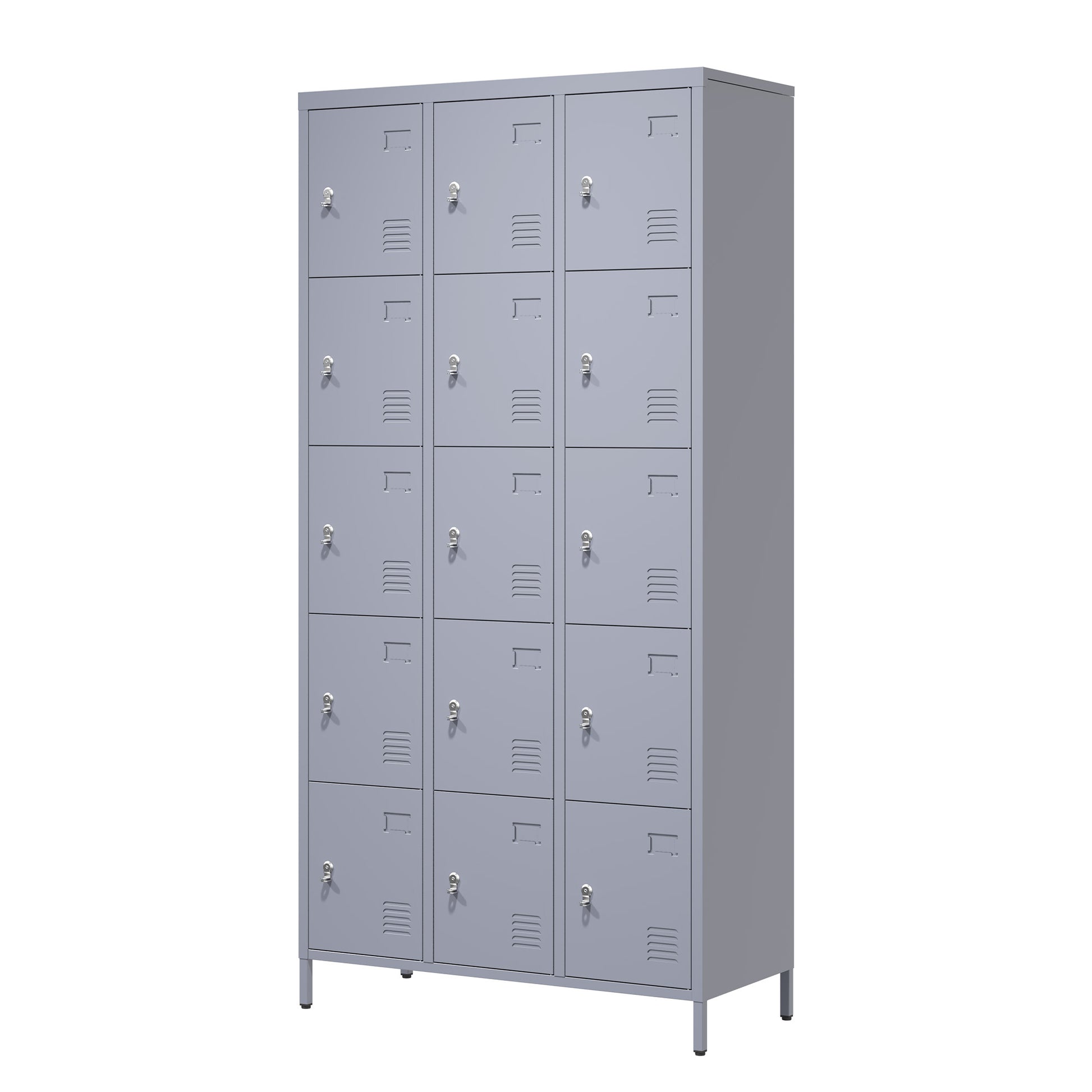 15 Door 72"H Metal Lockers With Lock For Employees,Storage Locker Cabinet For Home Gym Office School Garage,Easy Assembly,Gray 5 Or More Spaces Gray Primary Living Space Door Locks Modern Metal