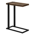 Accent Table, C Shaped, End, Side, Snack, Living Room, Bedroom, Brown Laminate, Black Metal, Contemporary, Modern Brown Mdf