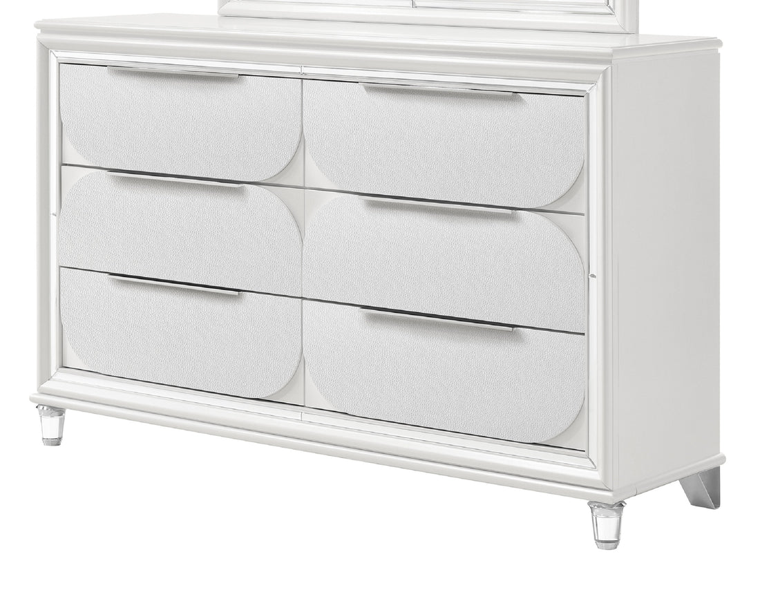 1Pc Modern Contemporary Dresser W Six Storage Drawers Jewelry Tray White Cream Finish Bedroom Wooden Furniture White Bedroom Contemporary,Modern Wood