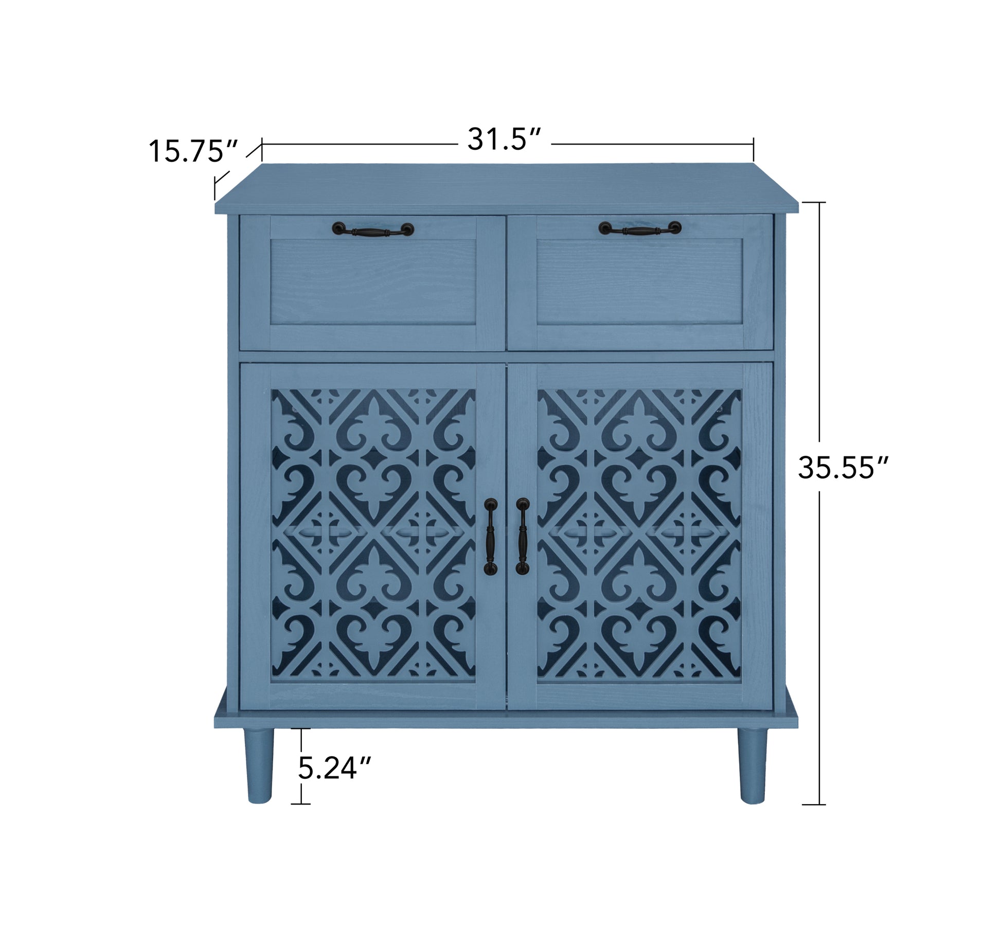 2 Door 2 Drawer Cabinet, American Furniture, Suitable For Bedroom, Living Room, Study Blue Mdf