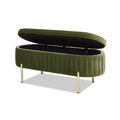 Chloe Modern Glam Storage Bench, Olive Green Performance Velvet Olive Green Foam Velvet