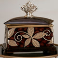 11.5 In Folius Floral Foliage Jewelry Box Cherry Polyresin