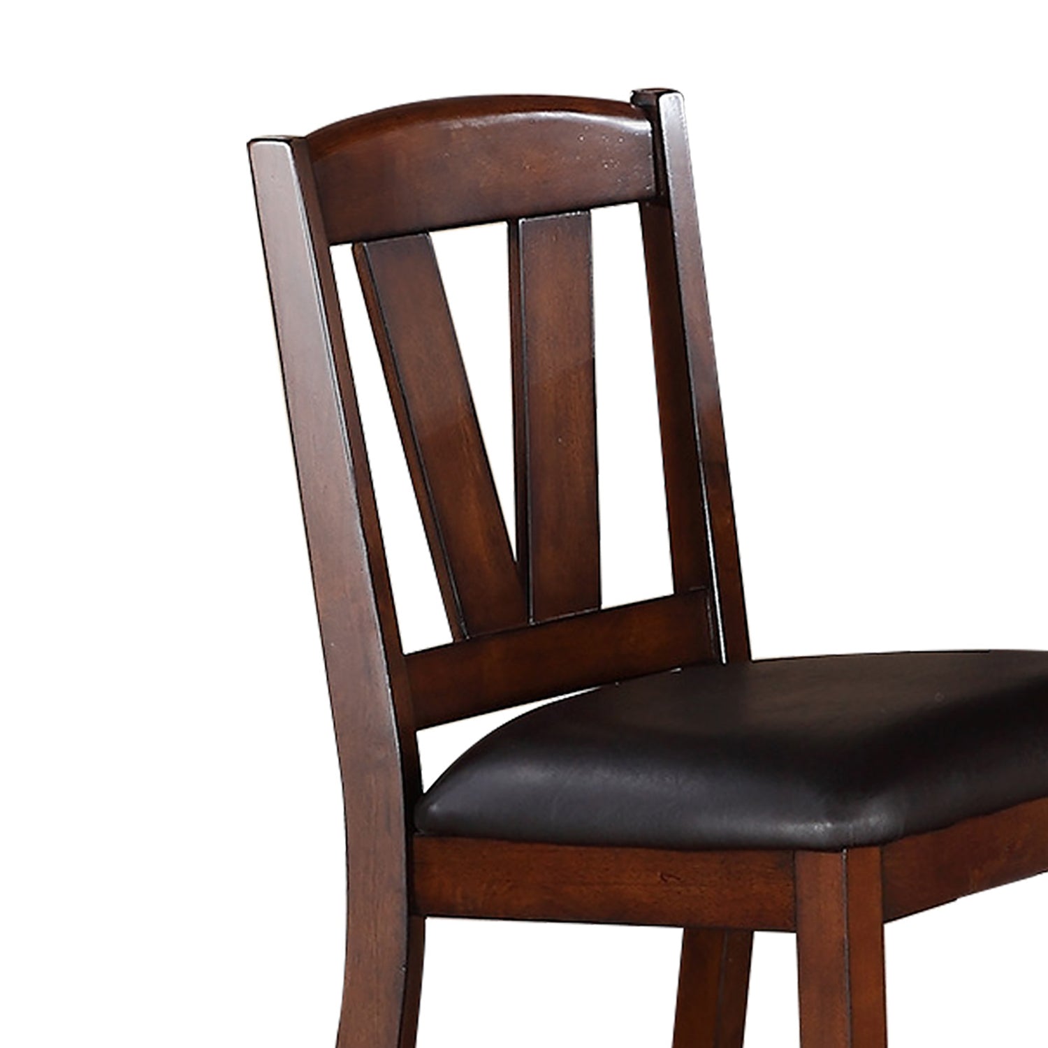 Dining Chairs With Black Faux Leather Seat, Walnut Set Of 2 Solid Walnut Dining Room Rectangular Set Of 2 Rubber Wood