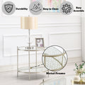 Zaba End Table, Glass Top & Champagne Finish Lv02756 Champagne Glass Metal