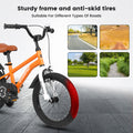 A14114 Kids Bike 14 Inch For Boys & Girls With Training Wheels, Freestyle Kids' Bicycle With Fender. Orange Steel