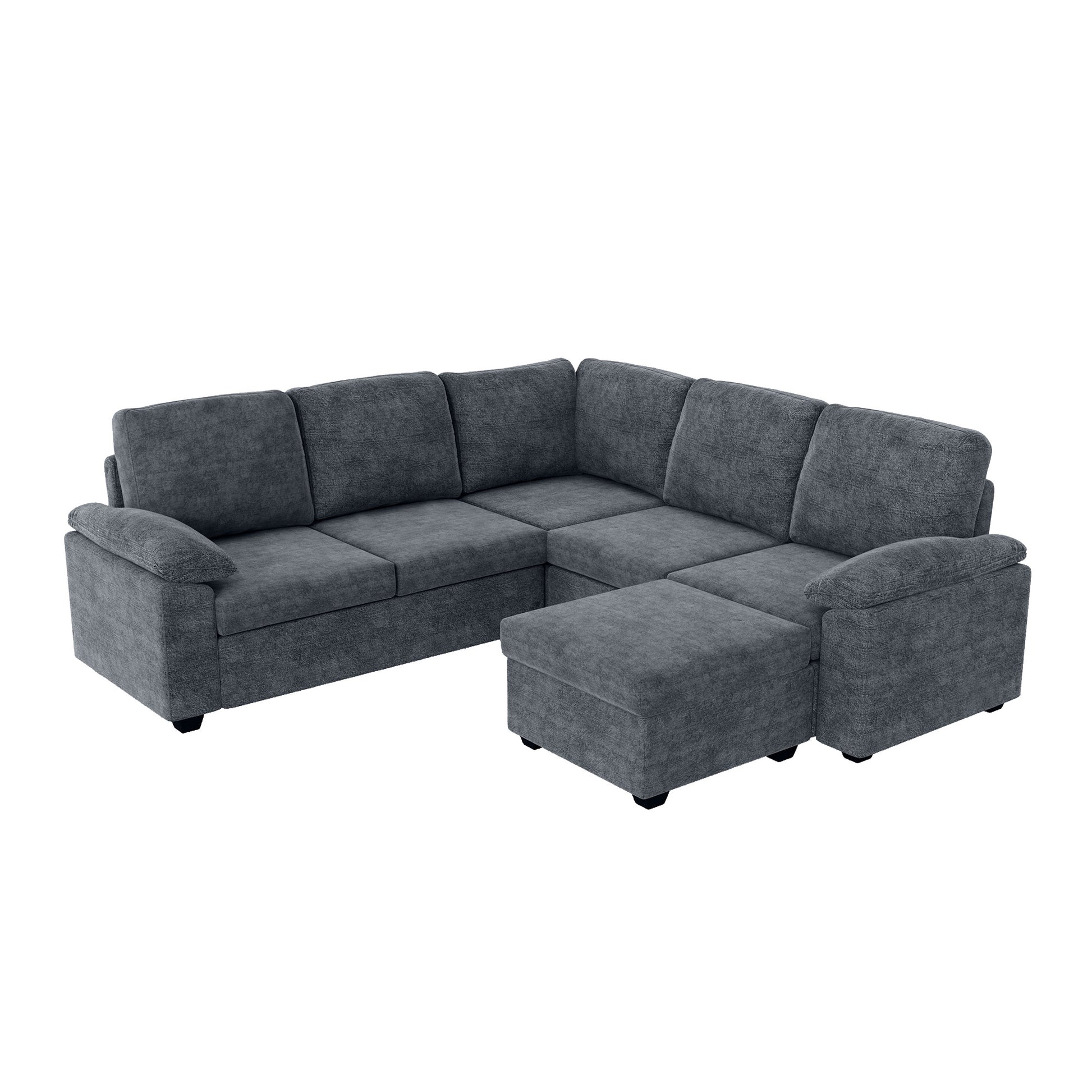 84*84" Modern Velvet Sectional Sofa Set,Large U Shaped Upholstered Corner Couch With Ottoman,Armrest Pillow,6 Seat Indoor Furniture For Living Room,Apartment,Office,2 Colors Gray Velvet 6 Seat