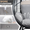 Patio Pe Wicker Egg Chair Model 2 With Black Color Rattan Grey Cushion And Side Table Yes Black Foam Steel