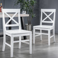 Acacia Wood Dining Chairs, White - White Acacia