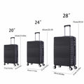 3 Piece Travel Lightweight Suitcase With Wheels, Password Lock, Business And Travel Carry On Luggage, Black 20 Inches 24 Inches 28 Inches Black Abs