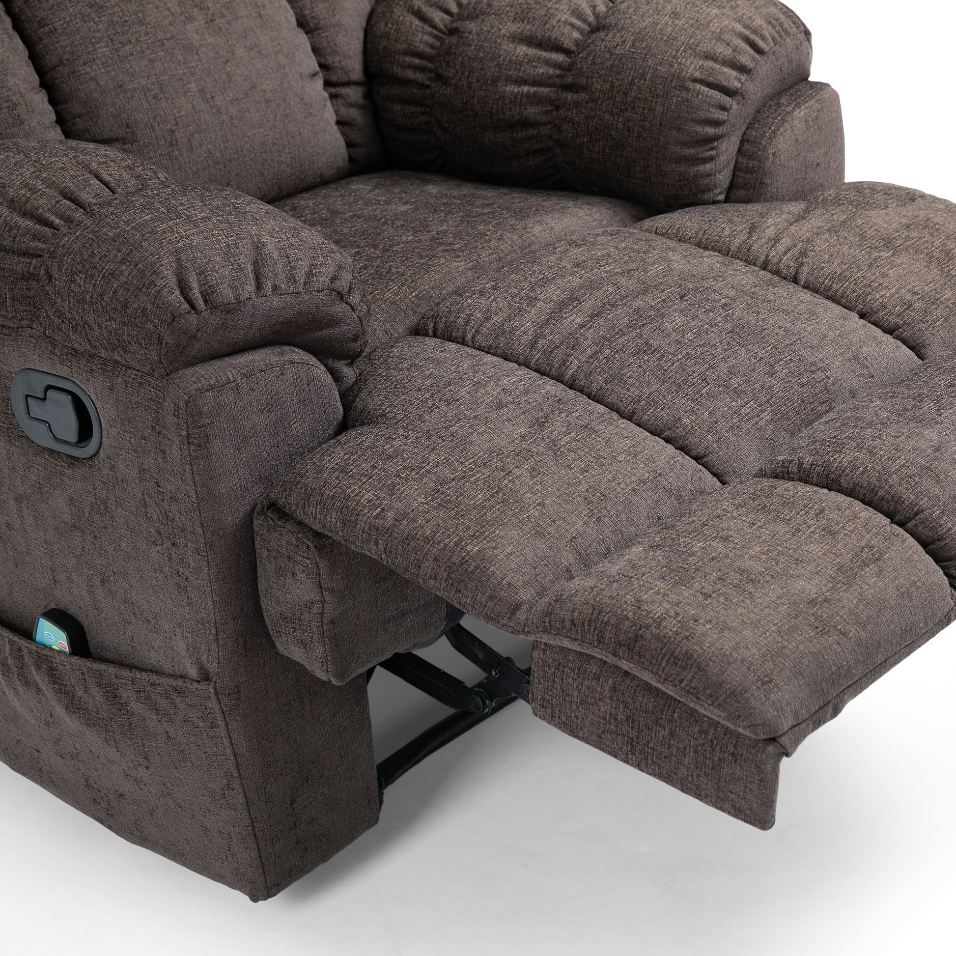 Massage Recliner Brown Fabric