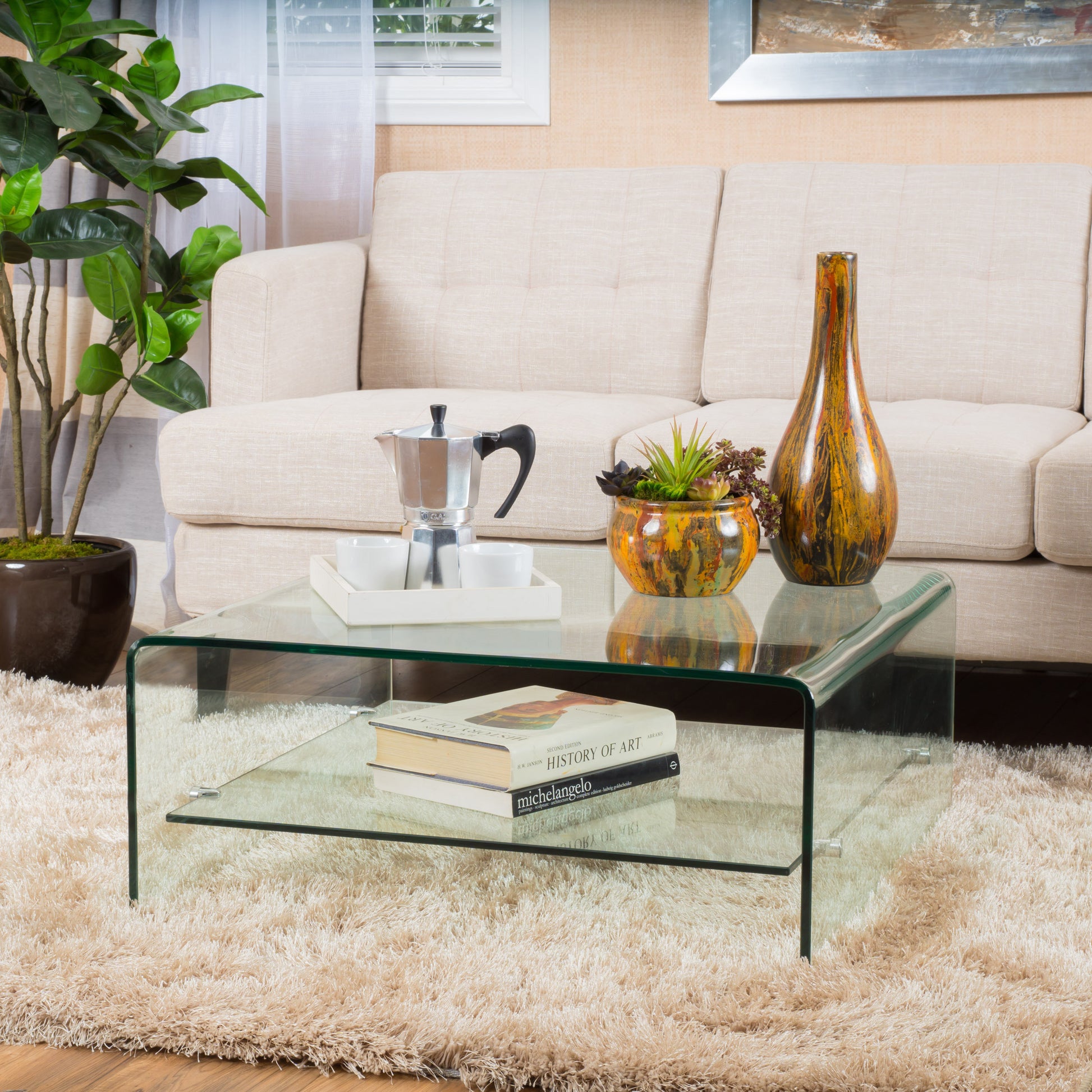 Coffee Table Clear Tempered Glass