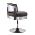Distress Chocolate And Chrome Adjustable Swivel Stool Chocolate Primary Living Space Modern Leather
