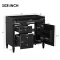 36'' Bathroom Vanity Without Top Sink, Modern Bathroom Storage Cabinet With 2 Drawers And A Tip Out Drawer, Solid Wood Frame Not Include Basin Sink Black Solid Wood Mdf