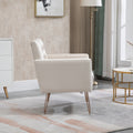 Coolmore Velvet Armchair Single Sofa Modern Tufted Upholstered Side Reading Chairs With Arm And Gold Metal Leg For Living Room Bedroom Beige Beige Foam Velvet