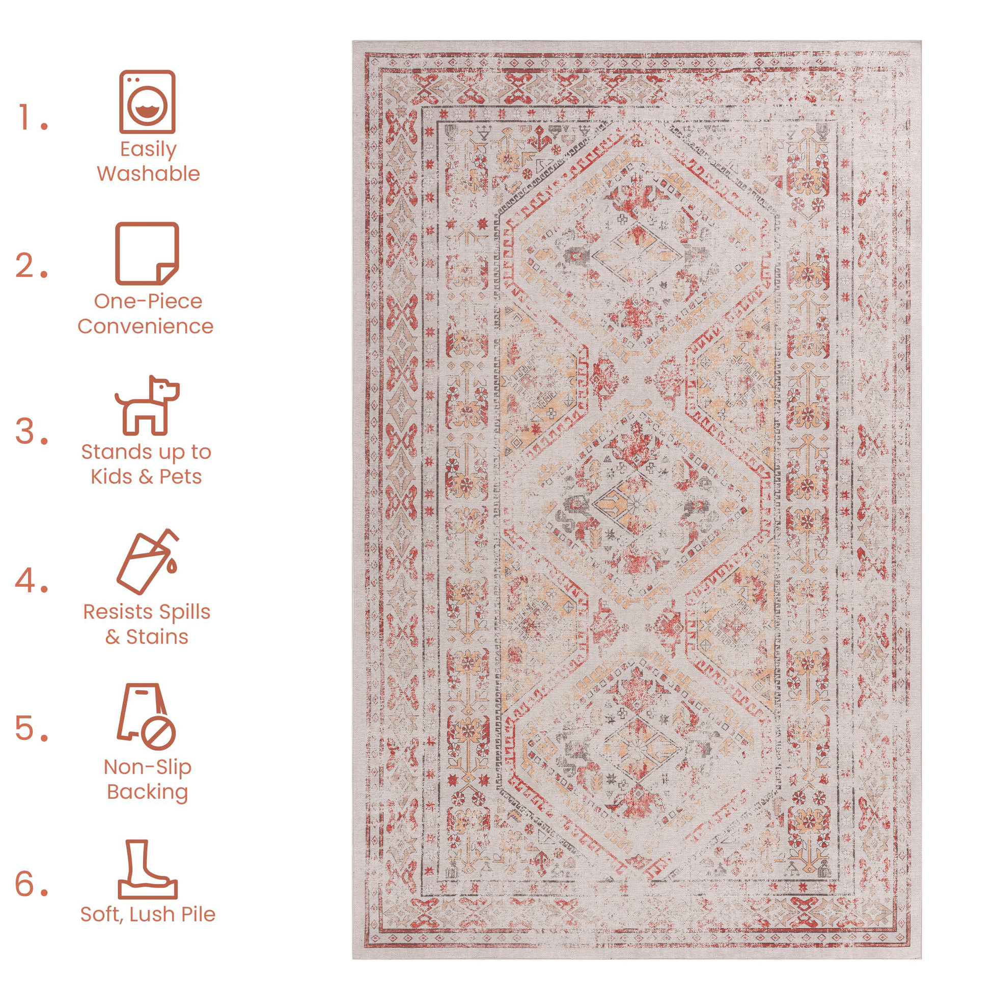 Naar 2X3 Beige Area Rug, Machine Washable Area Rugs, Low Pile, Non Slip, Non Shedding, Foldable, Kid & Pet Friendly Area Rugs For Living Room, Bedroom, Kitchen, Dining Room Rug Beige, 2' X 3' Beige Chenille Polyester