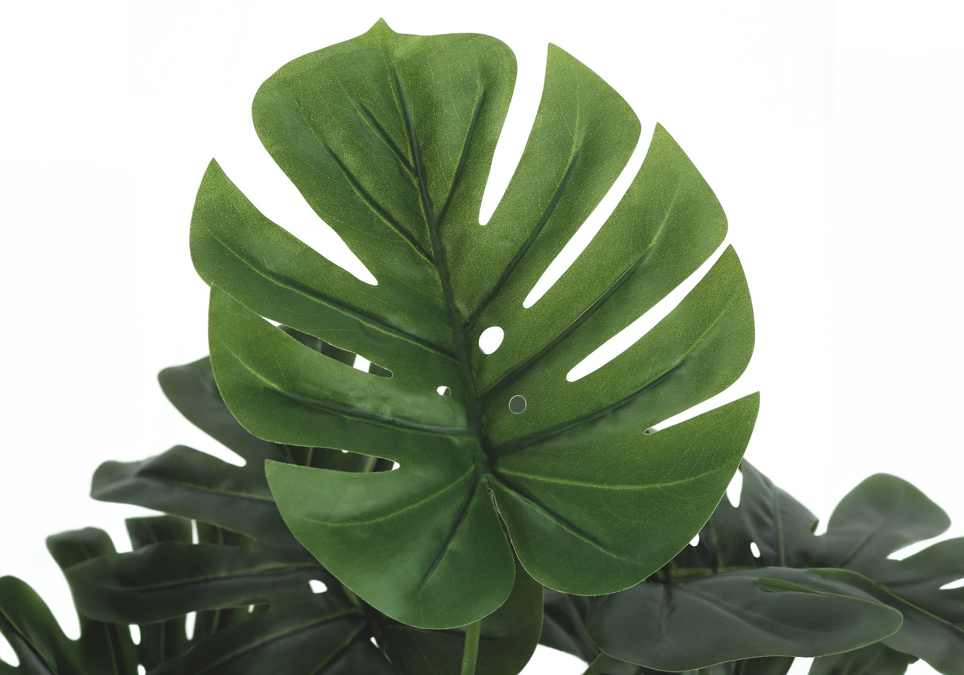 Artificial Plant, 24" Tall, Monstera, Indoor, Faux, Fake, Table, Greenery, Potted, Real Touch, Decorative, Green Leaves, Black Pot Green Foam Plastic