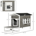 Pawhut Wooden Cat House Outdoor With Door, Weatherproof 2 Floor Cat Shelter With Asphalt Roof, Balcony, Dark Gray Gray Wood