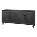 Carved Flower Door Large Storage Cabinet With Metal Handle Suitable For Living Room, Kitchen, Entryway Black Black Primary Living Space Mdf