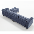 Arrived 5 Seat Modular Sofa,With Storage Ottoman, Convertible Sectional Sofa, L Shaped Couchreversible Chaise ,Riveted Sofa,Chenille, Blue Blue Polyester Wood Primary Living Space Medium Soft Cushion Back Modern Square Arms Foam Metal & Wood 5 Seat
