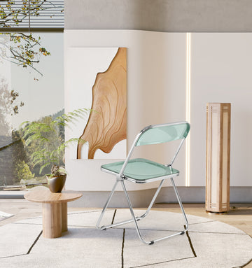 Folding Blue Green Chair Transparent Chairs Ghost Stackable Crystal Folding Chair Pc Plastic Living Room Seat Chrome Frame And Foldable Acrylic Chair Fo Blue Green Blue Green Pc