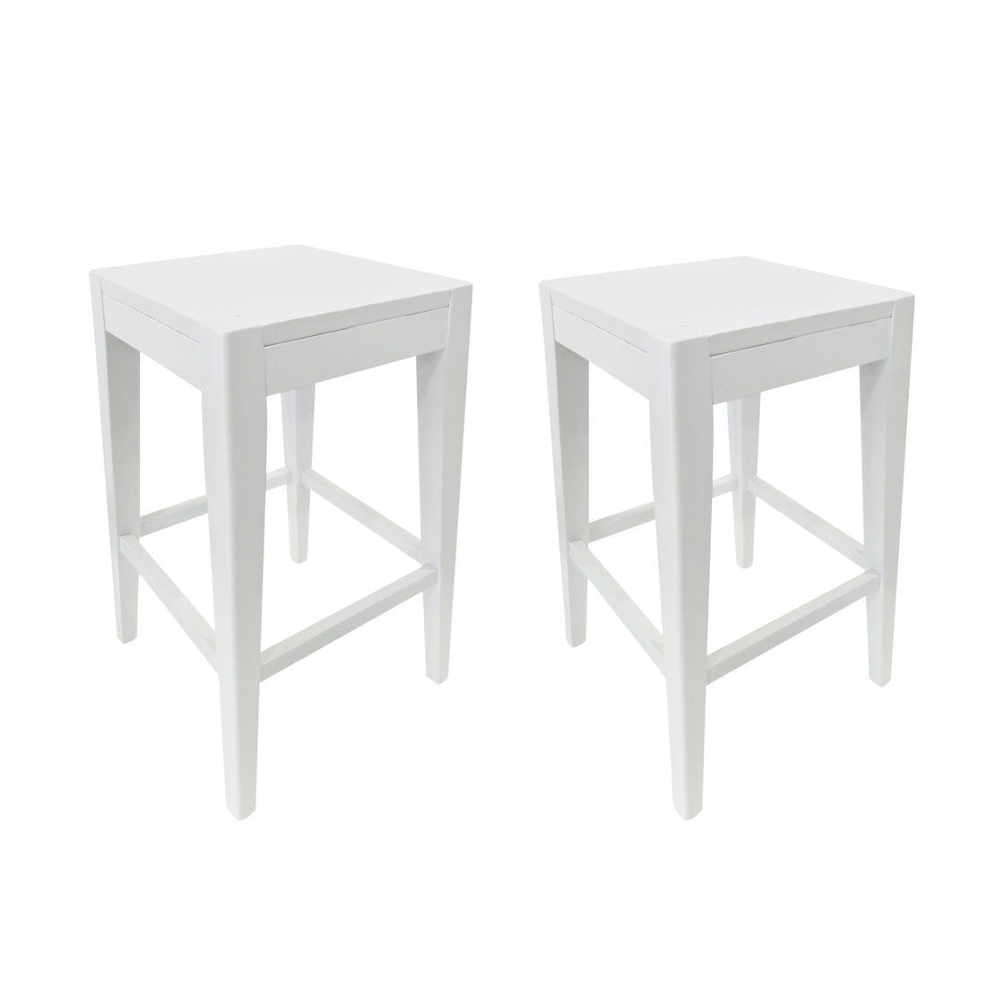 Counter Stool Set Of 2 White Fabric