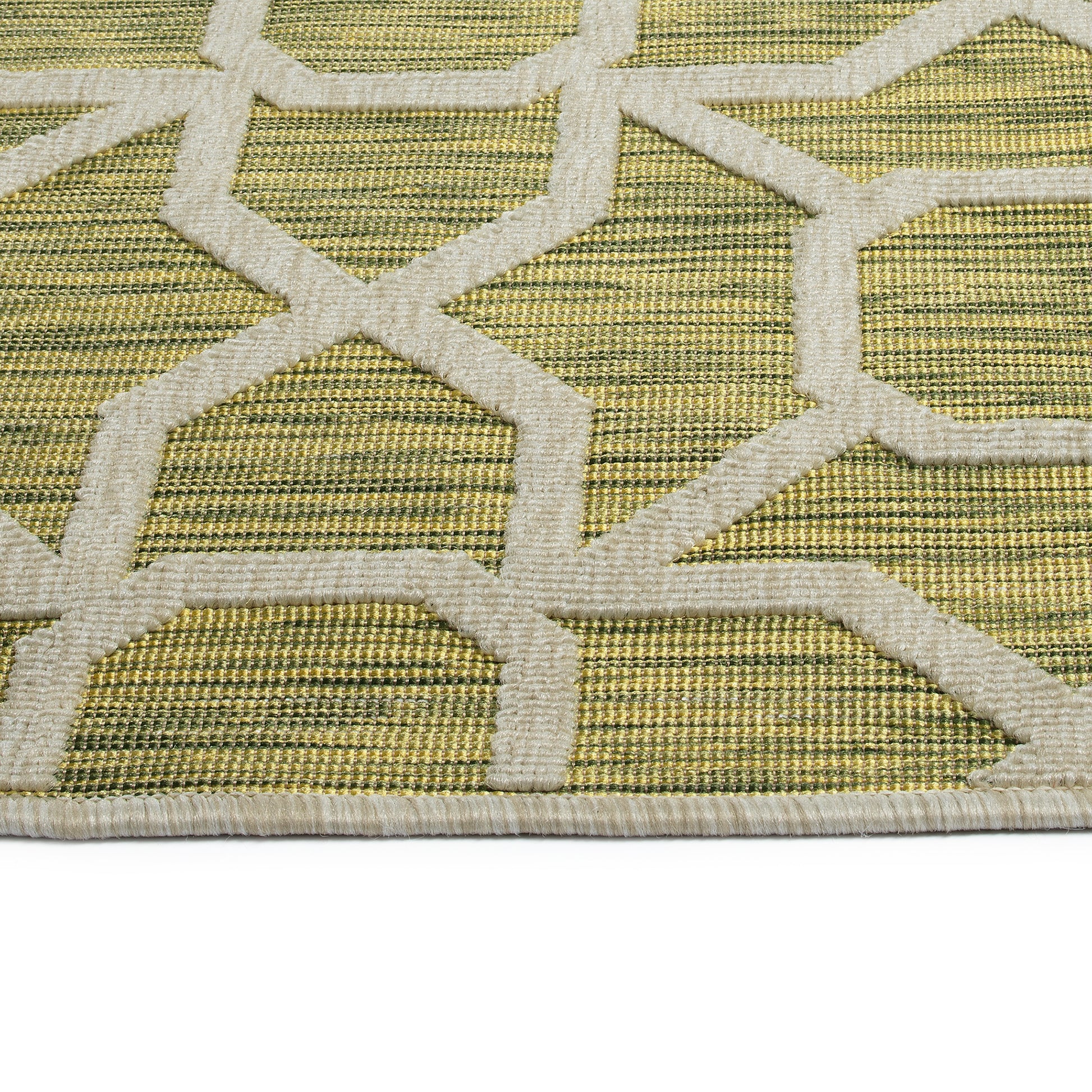 Contemporary, Transitional, Geometric, Textured, High Low Cut & Loop 2' X 6' Runner Lime Green Polypropylene