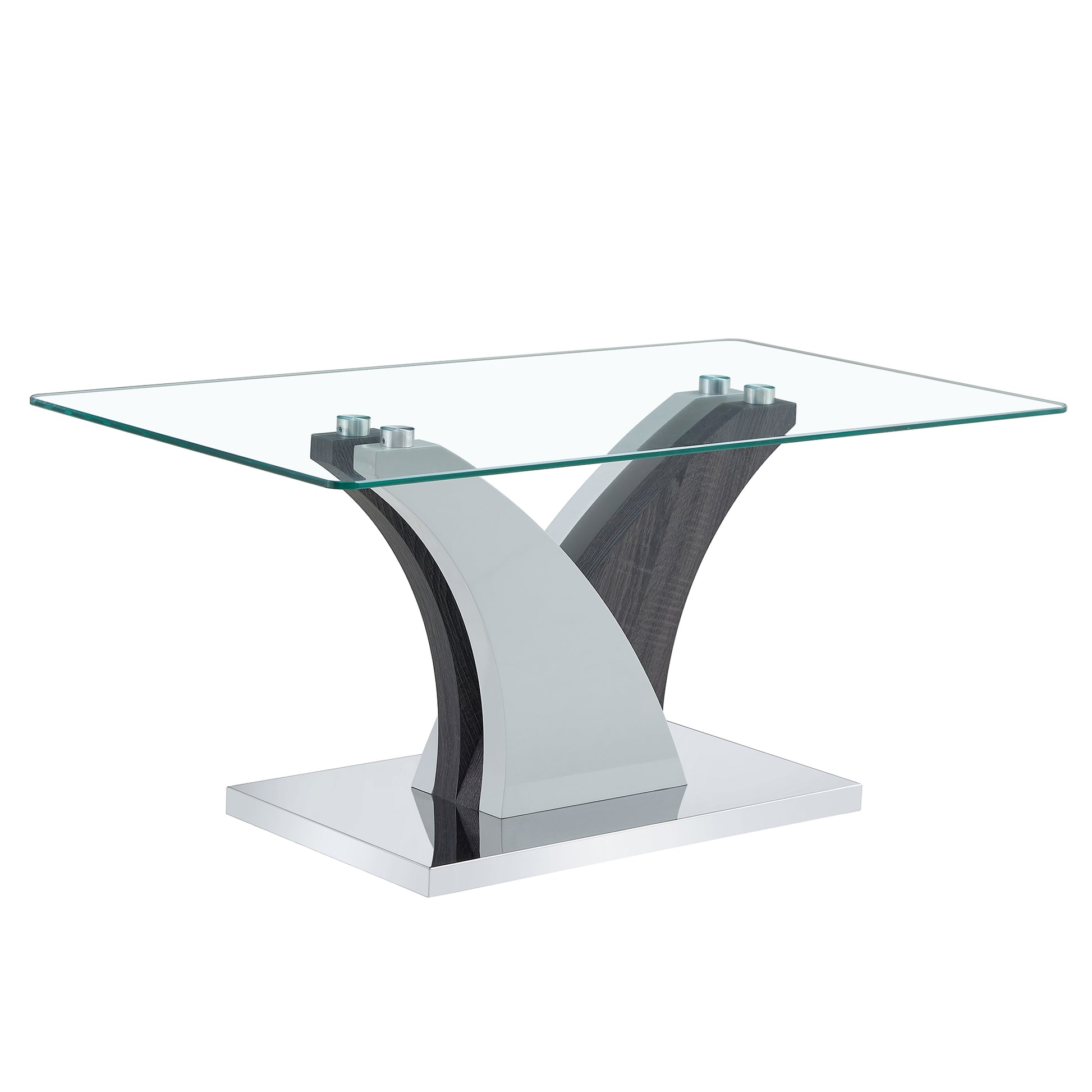 Rectangular Coffee Table.Tempered Glass Countertop, And Artistic Mdf Legs,Perfect For Hosting Dinners, Conferences, Home, And Office Decorations.White And Gray,Dining Table,Tea Table.Coffee Table.