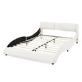 Queen Bed Frame Modern Faux Leather Upholstered Platform Bed Frame With And Headboard Wave Like Curve Low Profile Bed Frame,Wood Slats Support,Easy Assembly,White Queen White Pu
